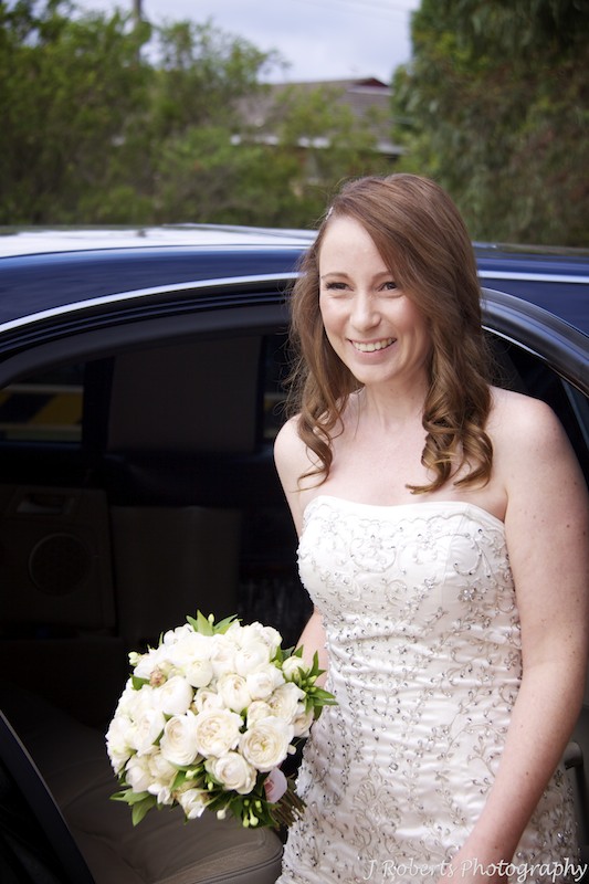Bride arriving in car at church - wedding photography sydney